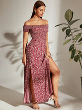 Breezaya™ Borgonha Abertura lateral Florzinhas Boho Vestido