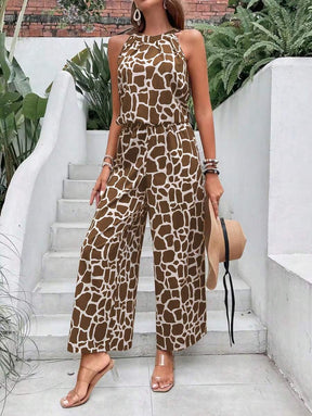 Breezaya™ 2 peças/Conjunto Regata com Estampa Geométrica e Calça