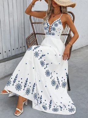 Breezaya™ Vestido Estampado Casual Cruzado Sem Costas Estilo A-Line para Férias de Primavera e Verão para Mulheres