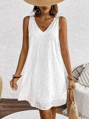 Breezaya™ Vestido Simples e Sólido para Uso Diário Sem Mangas, Roupas de Praia e Férias para Mulheres