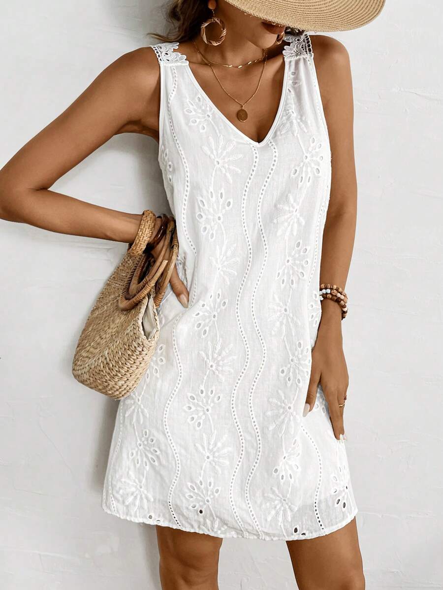 Breezaya™ Vestido Simples e Sólido para Uso Diário Sem Mangas, Roupas de Praia e Férias para Mulheres