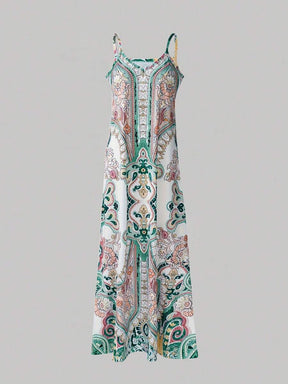 Breezaya™ Vestido Camiseta com Estampa Completa para Verão, Vestido Longo para Férias e Praia, Roupas Femininas