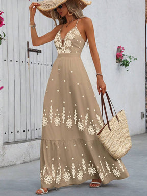 Breezaya™ Vestido Estampado Casual Cruzado Sem Costas Estilo A-Line para Férias de Primavera e Verão para Mulheres