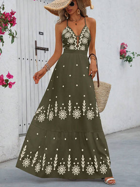 Breezaya™ Vestido Estampado Casual Cruzado Sem Costas Estilo A-Line para Férias de Primavera e Verão para Mulheres