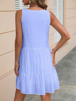 Breezaya™ Vestido Longo de Viagem e Praia para Mulheres, com Babado na Bainha e Decote com Gola Franzida e Acabamento em Borla