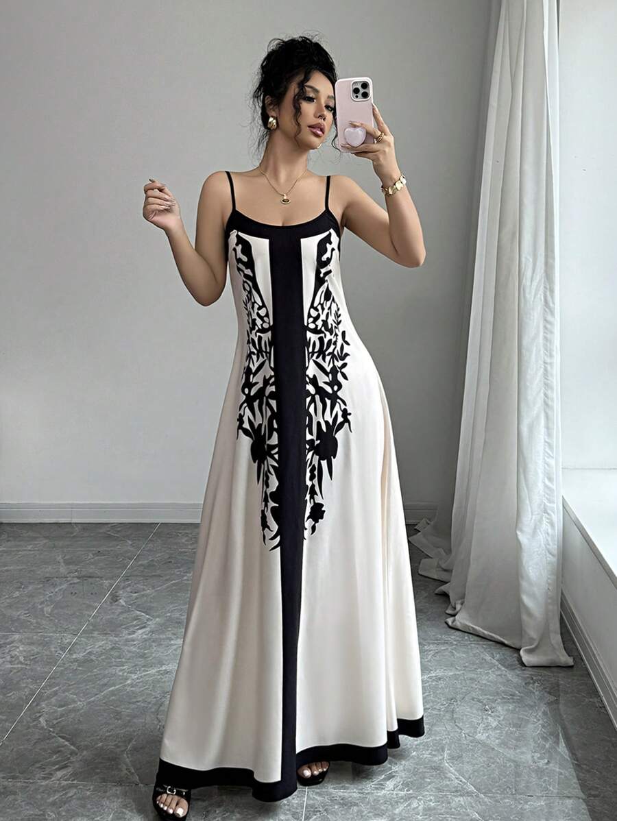 Breezaya™ Vestido Casual Floral Estilo Novo com Alças Finas para Mulheres, Fashion Férias