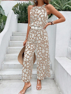 Breezaya™ 2 peças/Conjunto Regata com Estampa Geométrica e Calça