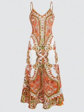 Breezaya™ Vestido Camiseta com Estampa Completa para Verão, Vestido Longo para Férias e Praia, Roupas Femininas