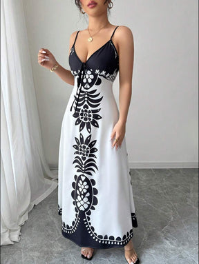 Breezaya™ Vestido Estampado de Decote em V, com Alças Finas