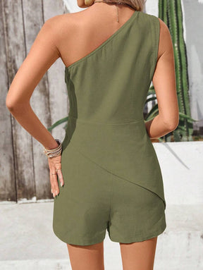 Breezaya™ Macaquinho Feminino de Cor Sólida Sem Mangas, Vestimenta Casual de Férias