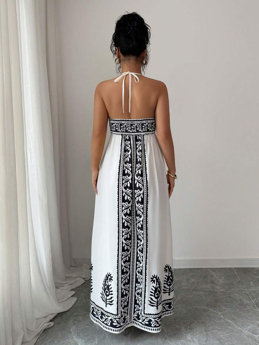 Breezaya™ Vestido de Decote em V com Estampa Floral para Mulheres