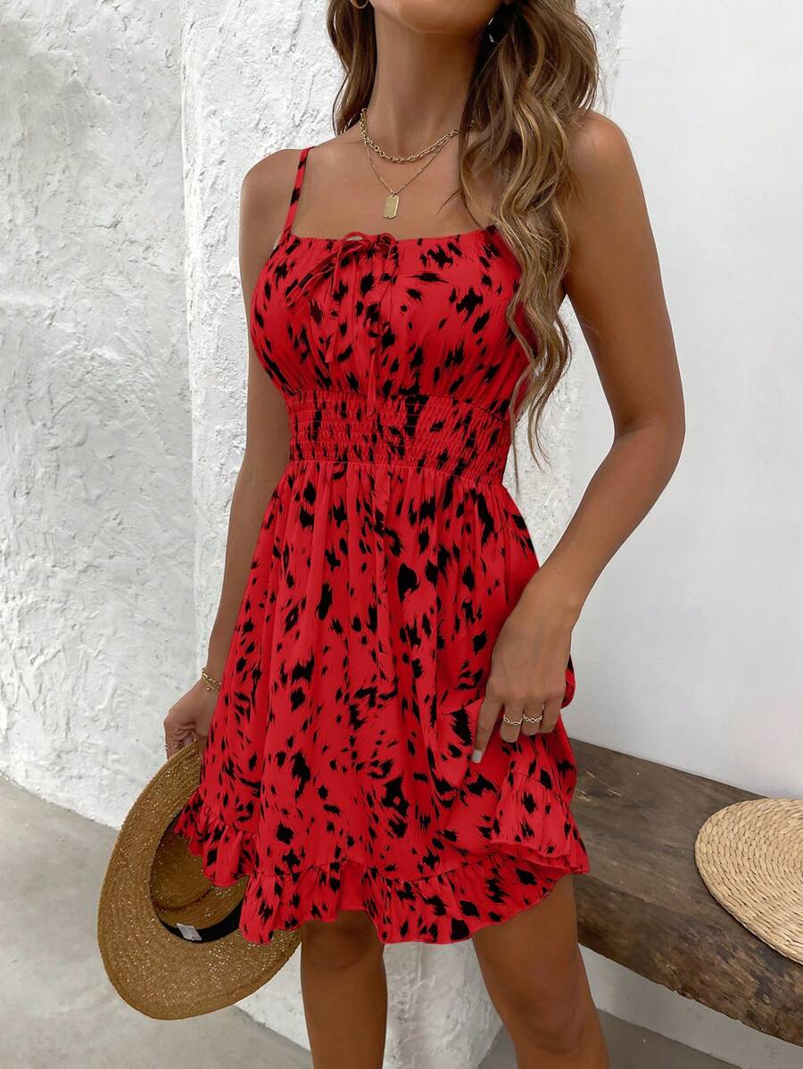 Breezaya™ Vestido casual de alça do tipo spaghetti com estampa all-over para férias
