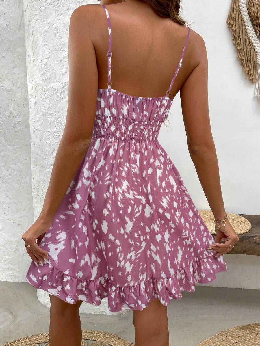 Breezaya™ Vestido casual de alça do tipo spaghetti com estampa all-over para férias