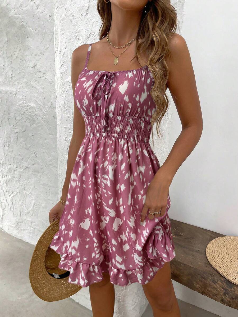 Breezaya™ Vestido casual de alça do tipo spaghetti com estampa all-over para férias