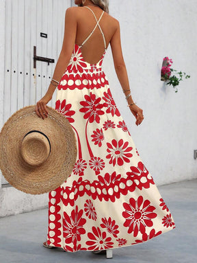 Breezaya™ Vestido Estampado Casual Cruzado Sem Costas Estilo A-Line para Férias de Primavera e Verão para Mulheres