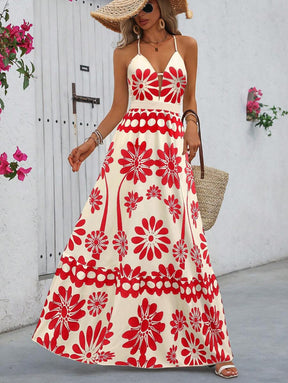 Breezaya™ Vestido Estampado Casual Cruzado Sem Costas Estilo A-Line para Férias de Primavera e Verão para Mulheres