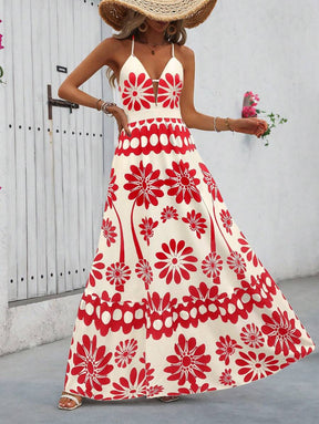 Breezaya™ Vestido Estampado Casual Cruzado Sem Costas Estilo A-Line para Férias de Primavera e Verão para Mulheres