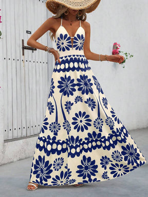 Breezaya™ Vestido Estampado Casual Cruzado Sem Costas Estilo A-Line para Férias de Primavera e Verão para Mulheres