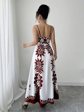 Breezaya™ Vestido Estampado de Decote em V, com Alças Finas