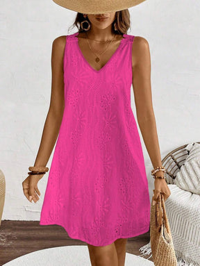 Breezaya™ Vestido Simples e Sólido para Uso Diário Sem Mangas, Roupas de Praia e Férias para Mulheres