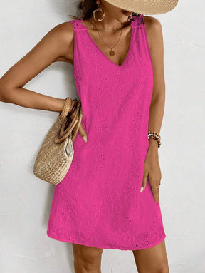 Breezaya™ Vestido Simples e Sólido para Uso Diário Sem Mangas, Roupas de Praia e Férias para Mulheres