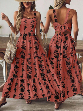 Breezaya™ Vestido Casual, Sem Mangas, Design de Cintura com Estampa Azul e Branca