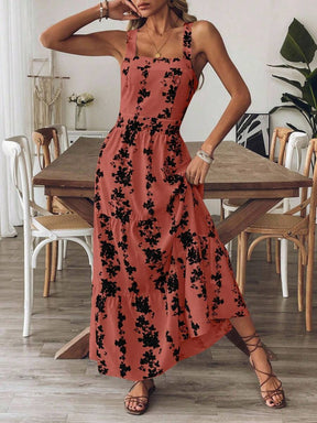 Breezaya™ Vestido Casual, Sem Mangas, Design de Cintura com Estampa Azul e Branca