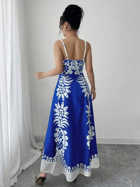 Breezaya™ Vestido Estampado de Decote em V, com Alças Finas